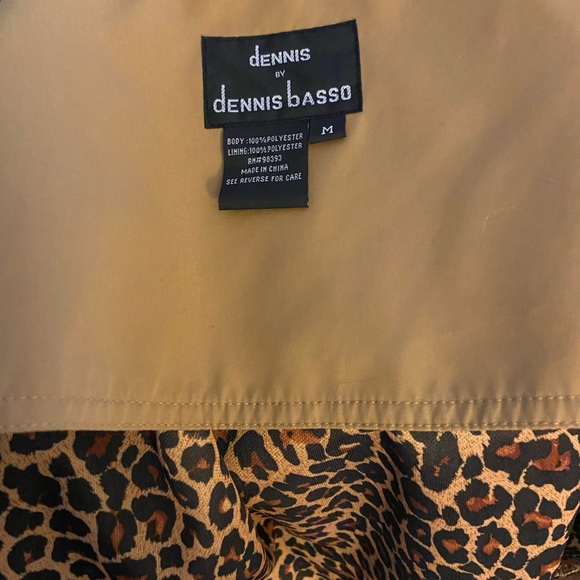 dennis basso animal lined khaki rain jacket/scarf - Picture 3 of 6